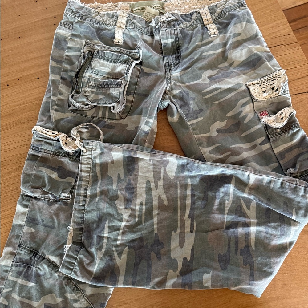 Camouflage lace  Cargo miss me pants large